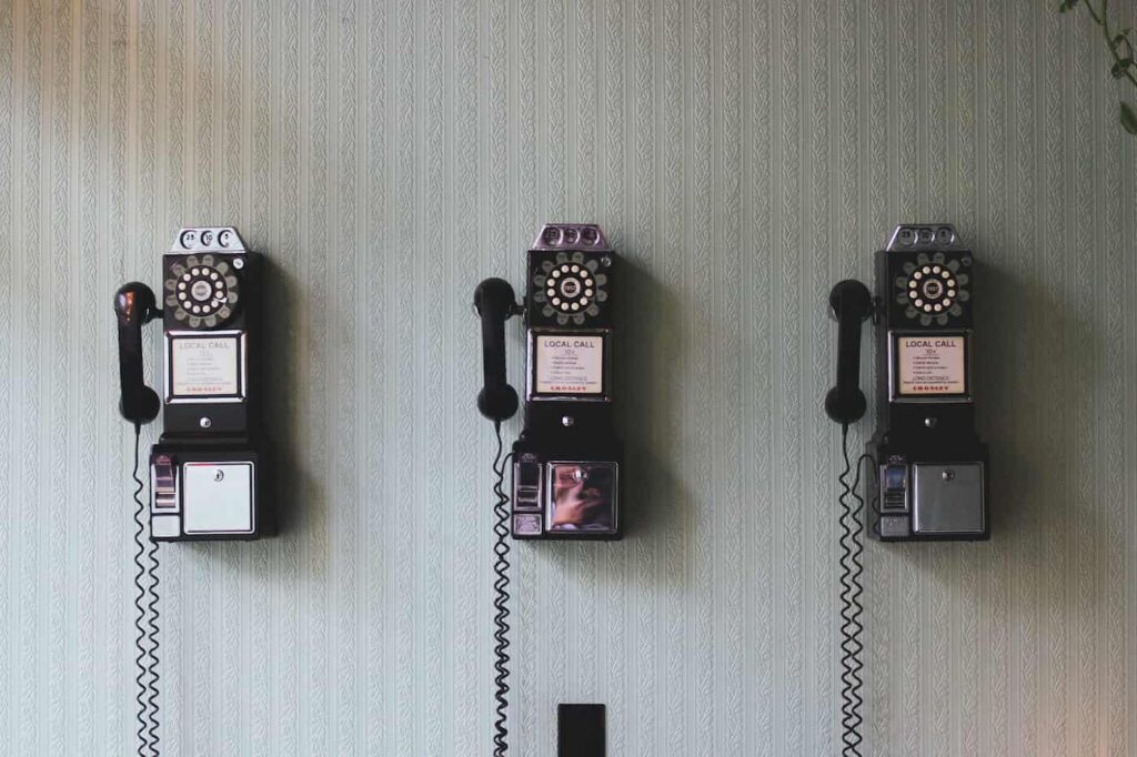 vintage telephones used for communication