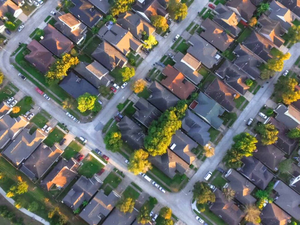 an overhead view of a neighborhood location.